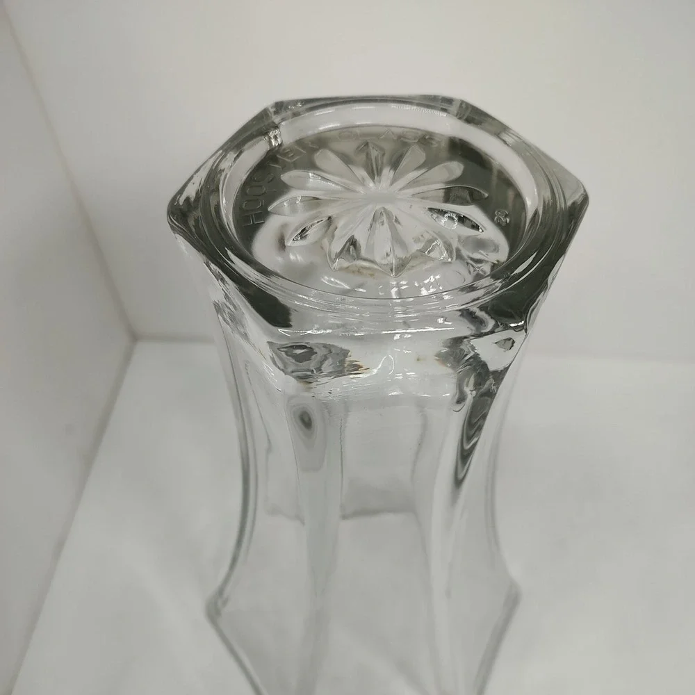 VTG HOOSIER 4041 Glass Vase Heavy 6 Side Hexagon Clear Vase Tall 10+ inch L22112